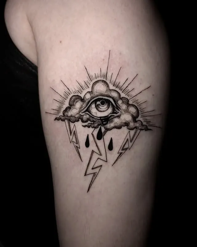 ### All-Seeing Storm Eye Tattoo