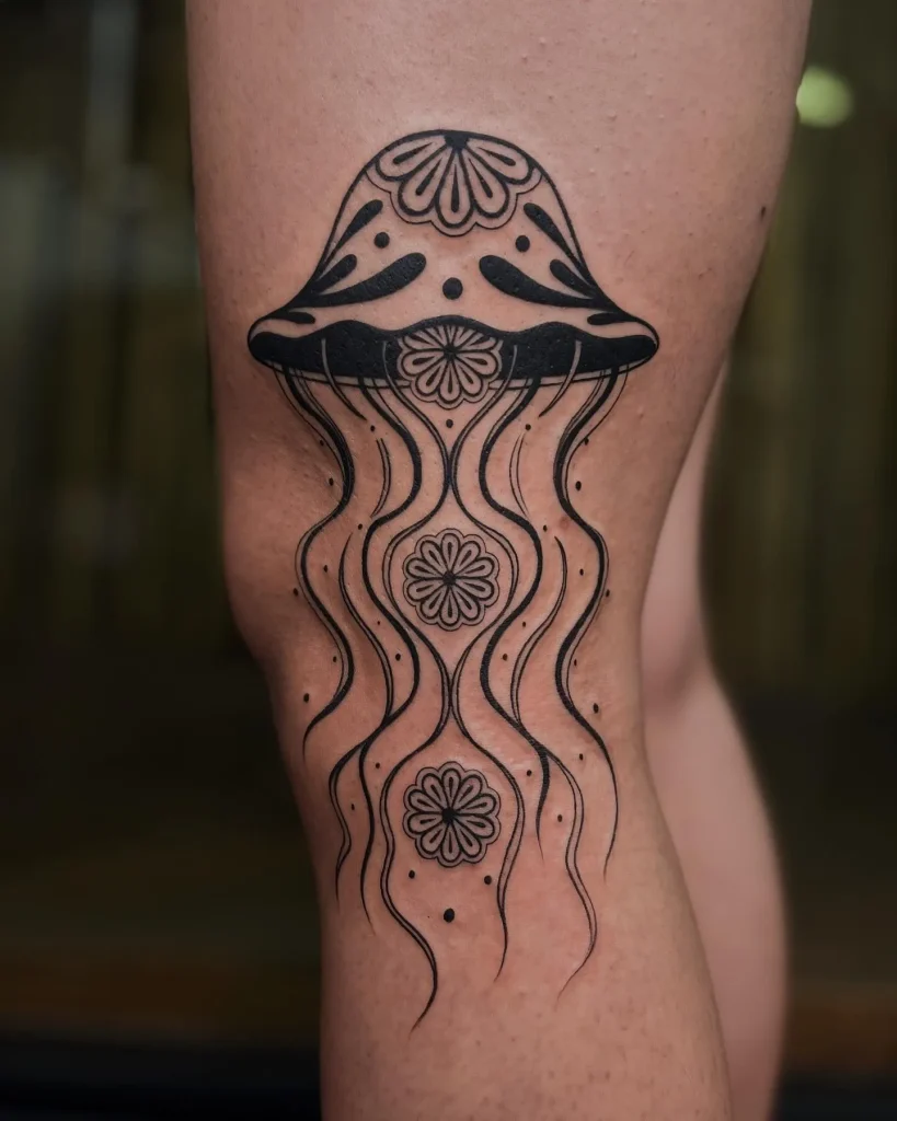 **Boho Floral Jellyfish Tattoo**