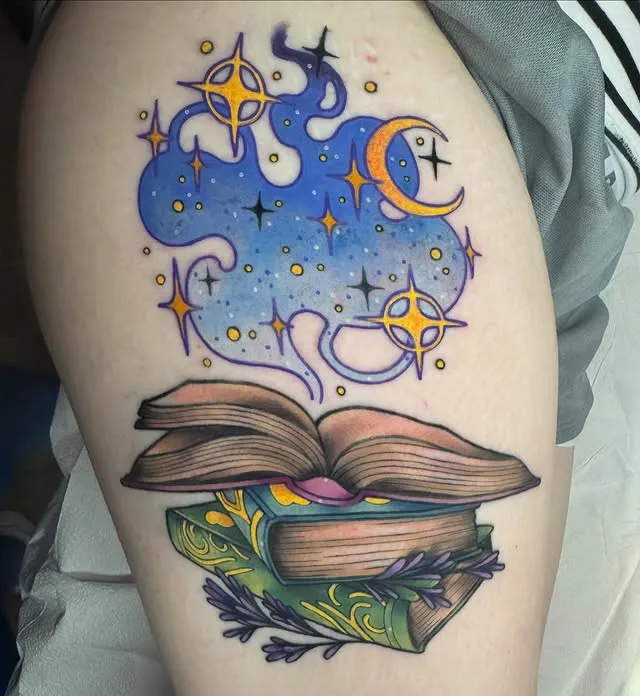 **Celestial Book Magic Tattoo**