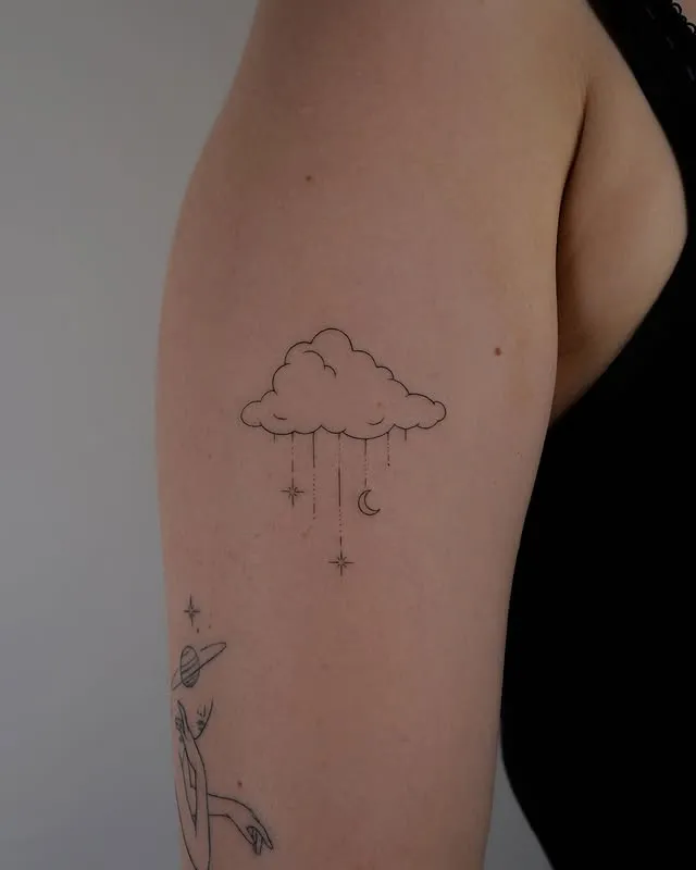 ### Dreamy Cloud with Stars Tattoo