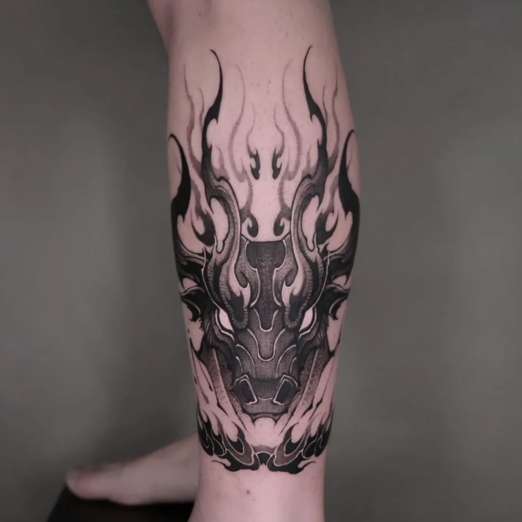 ### Fierce Dragon Flames Tattoo