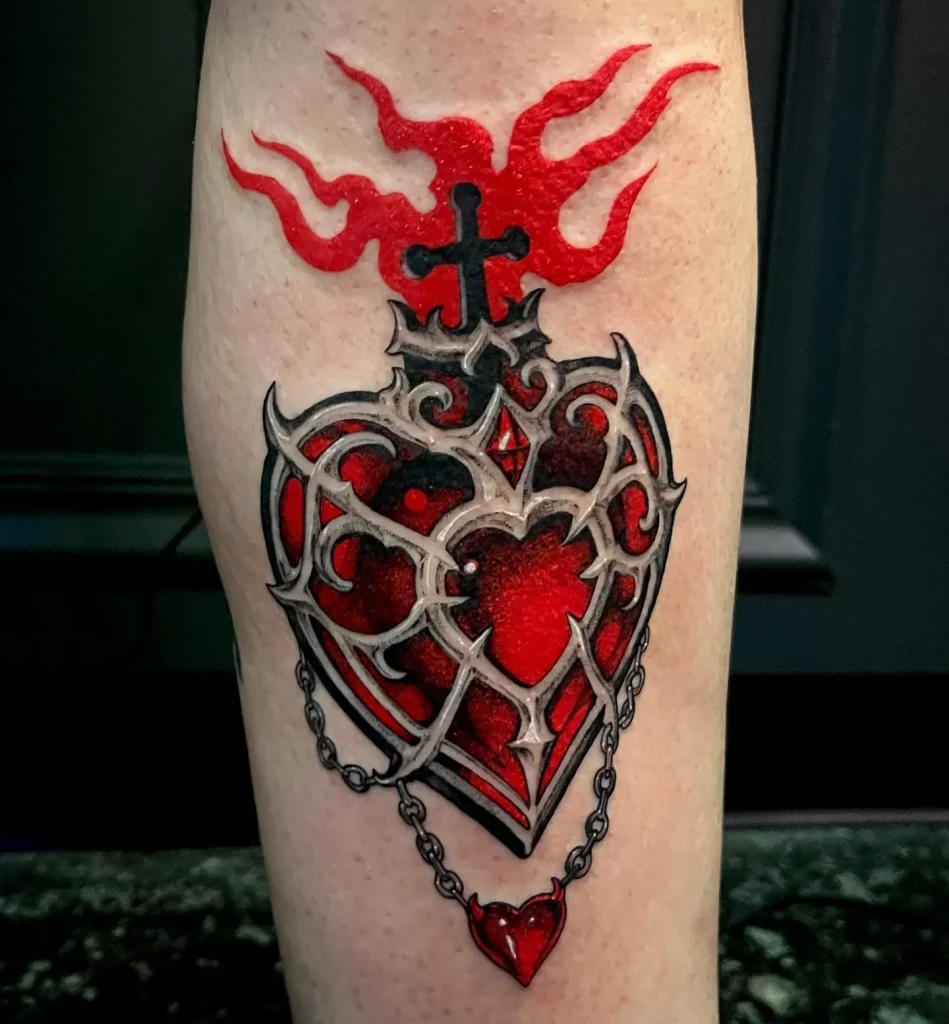 **Fiery Heart Armor Tattoo**