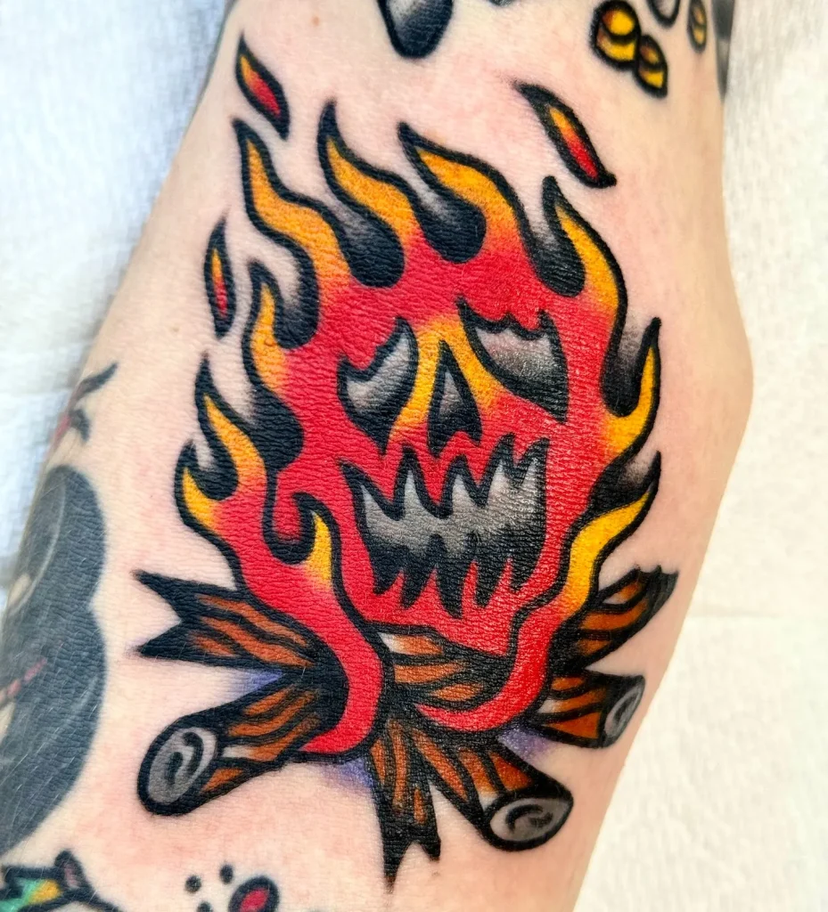 ### Fiery Skull Tattoo