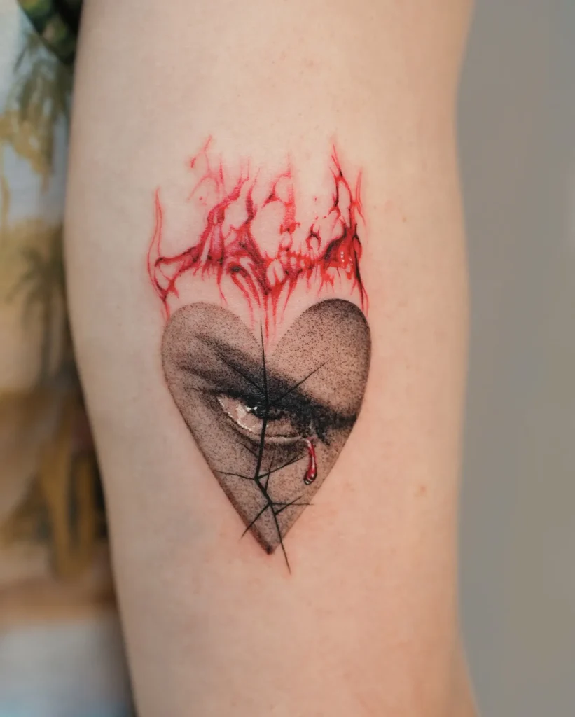 Heart on Fire Tattoo