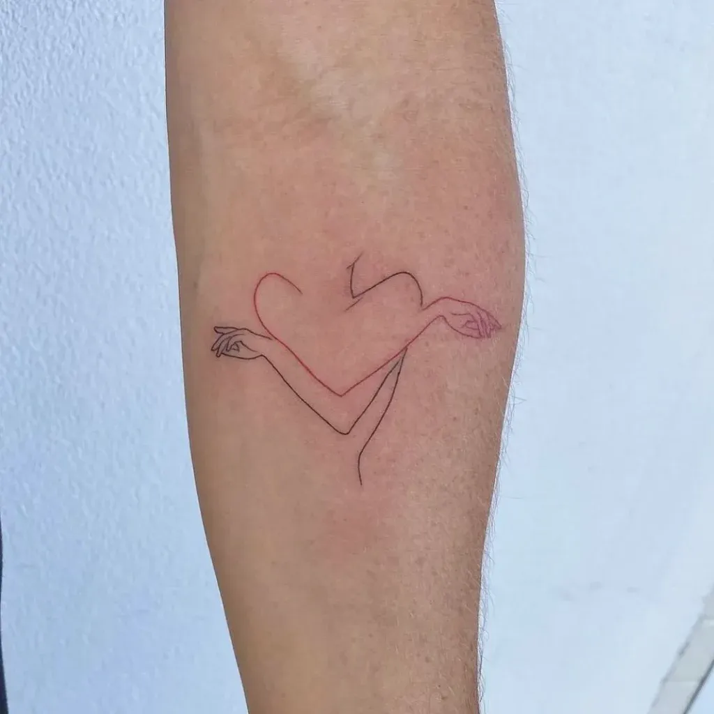 **Hugging Heart Silhouette Tattoo**