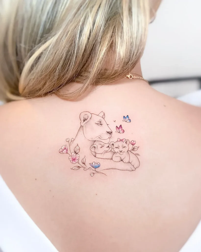 **Lioness with Cubs Tattoo**