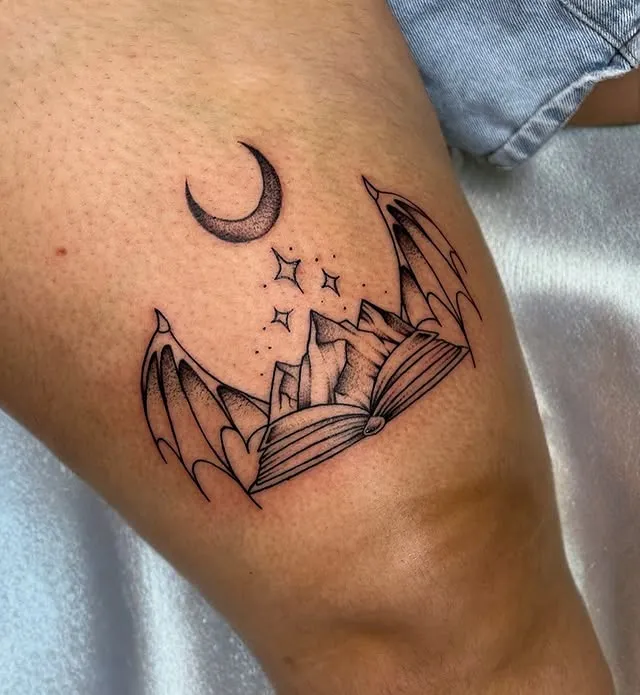 ### Moonlit Bookscape Tattoo