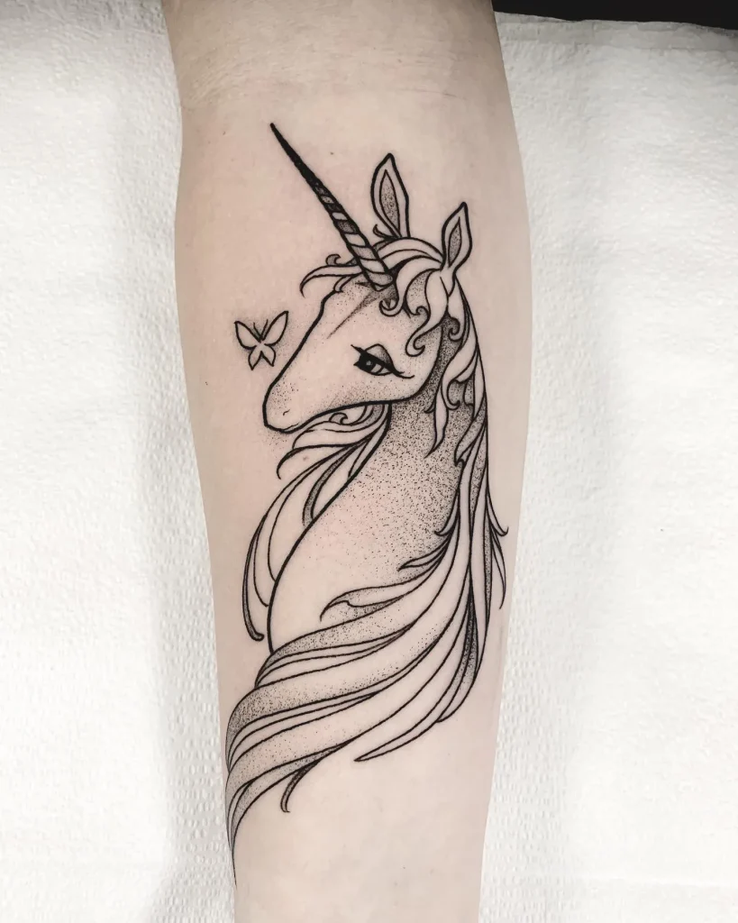 ### Mystical Unicorn Gaze Tattoo