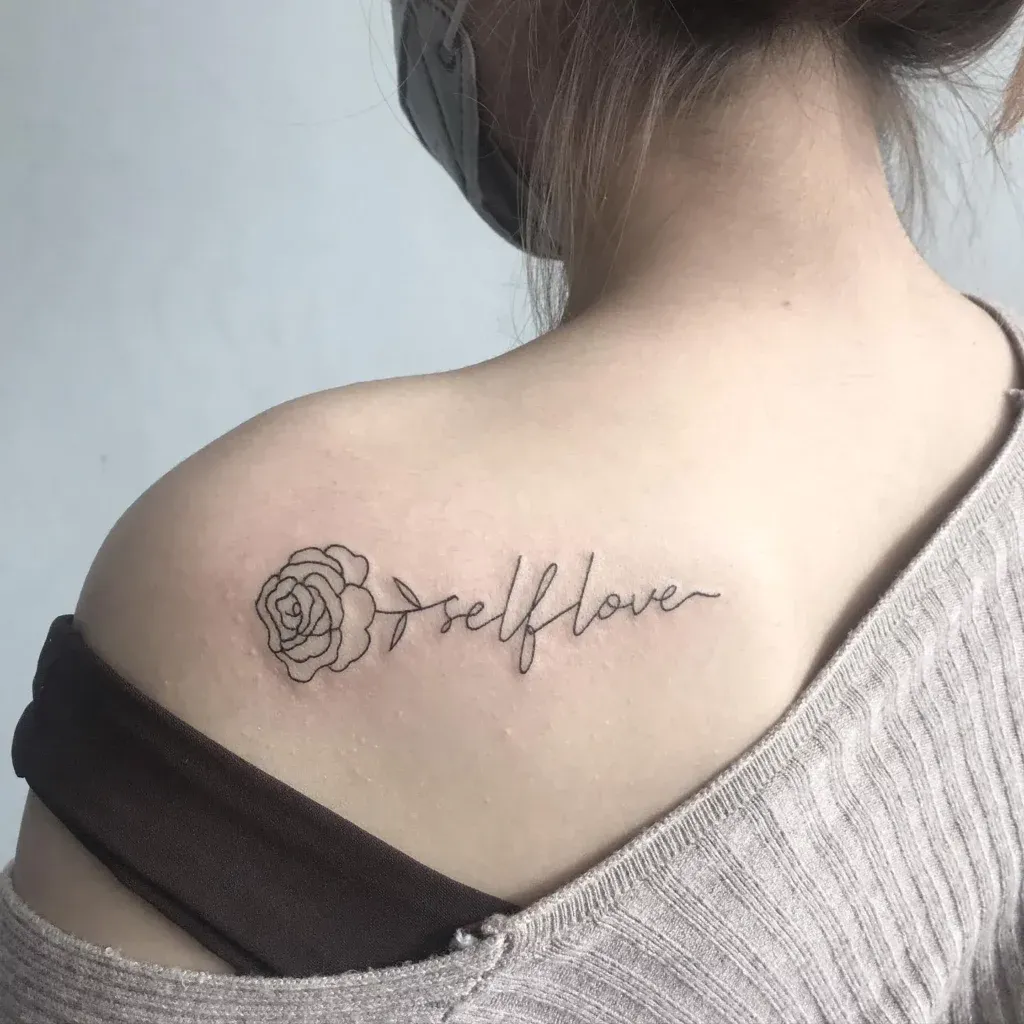 **Rose Self-Love Script Tattoo**