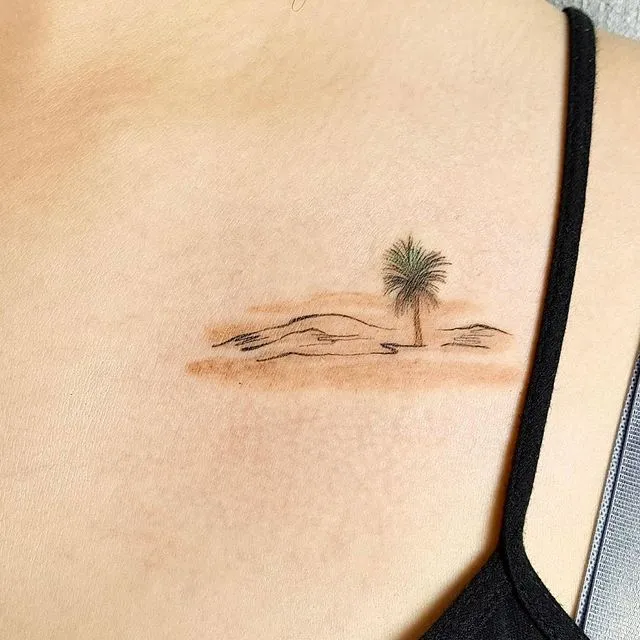 **Serene Desert Oasis Tattoo**