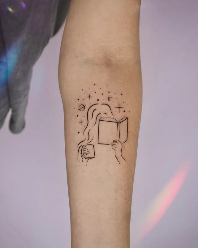 ### Starry Book Dreams Tattoo