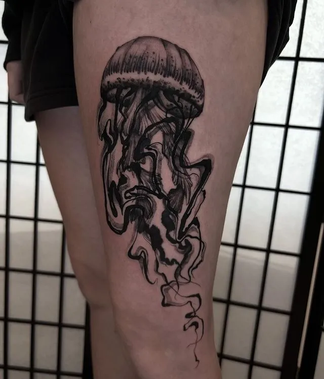 Sure! Here's a heading and description for the jellyfish tattoo in the image: