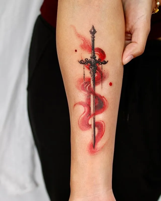 **Sword Wrapped in Flames Tattoo**