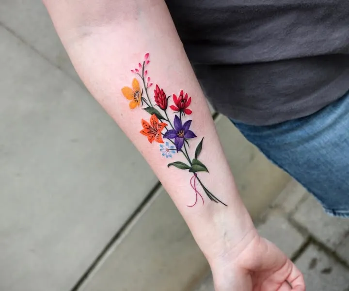 ### Bouquet of Colors Tattoo