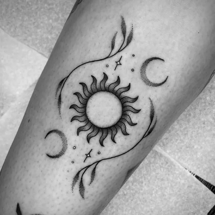 **Celestial Harmony Sun Tattoo**