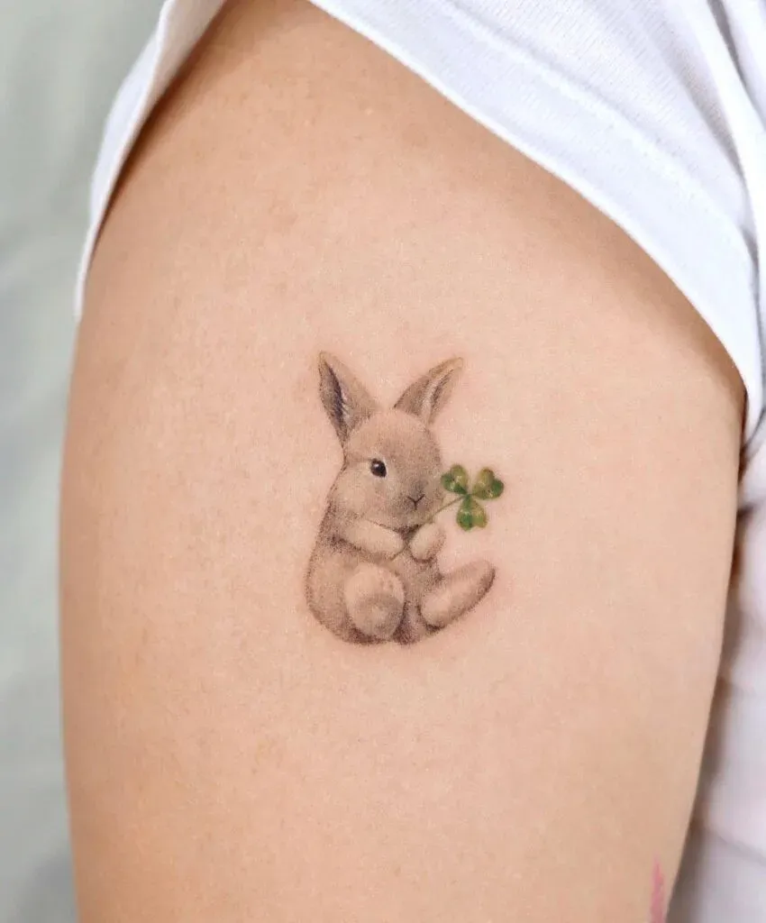 **Clover-Holding Bunny Tattoo**