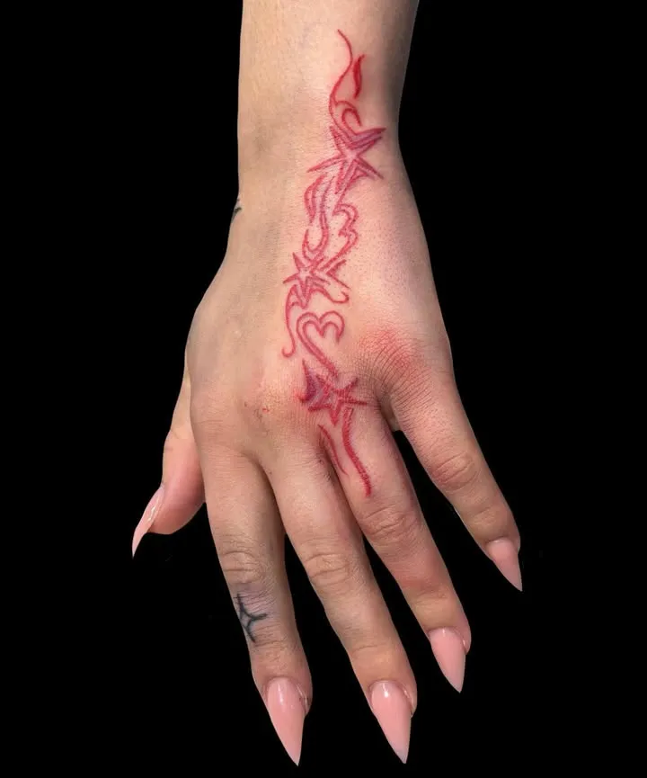 **Crimson Energy Flow Tattoo**