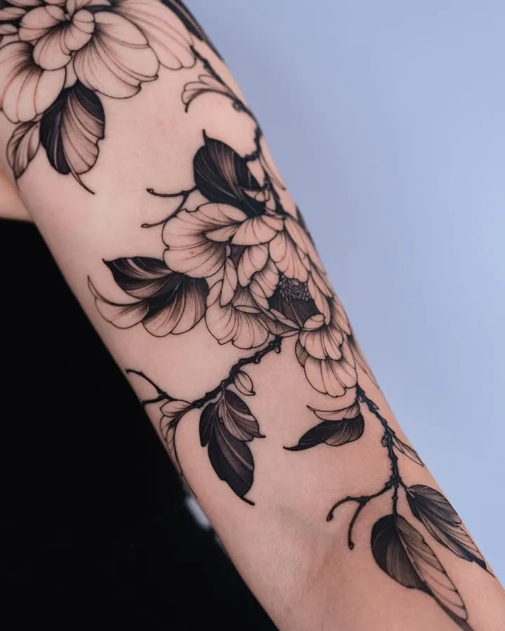 **Delicate Blooms Cascade Tattoo**