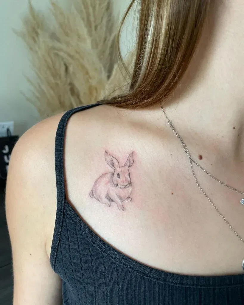 **Delicate Shoulder Bunny Tattoo**