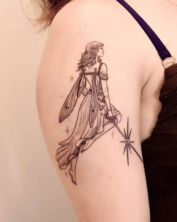 ## Fairy on a Broomstick Tattoo