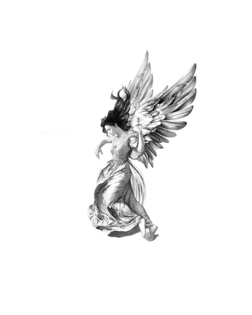 ### Graceful Angel in Flight Tattoo