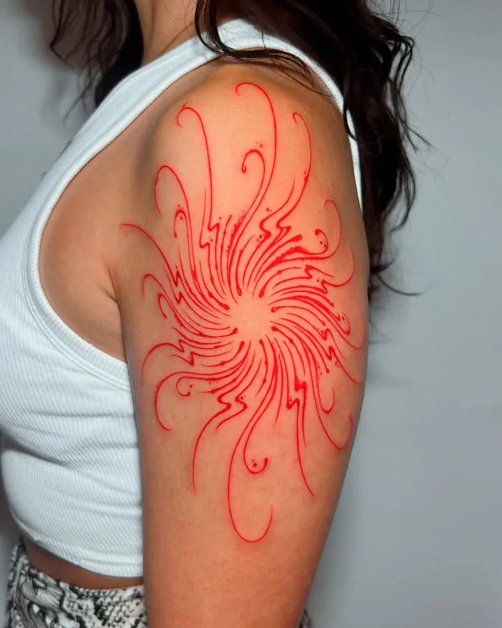 # Radiant Red Swirl Tattoo