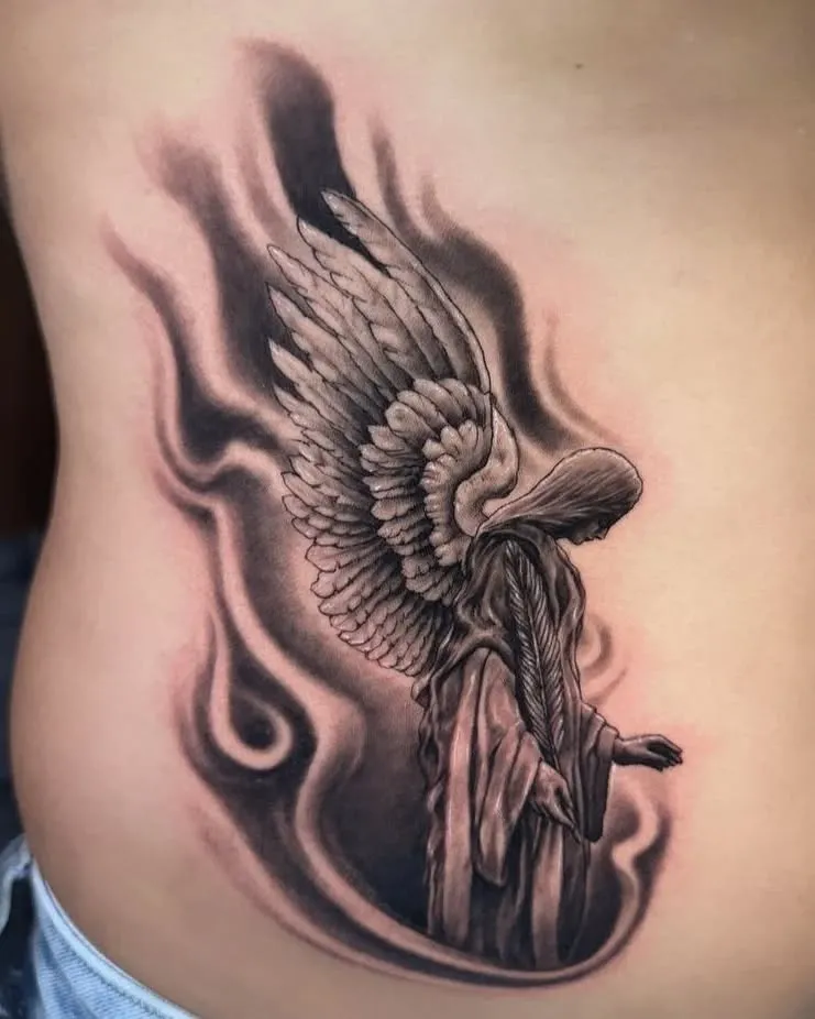 **Solitary Angel in Shadows Tattoo**