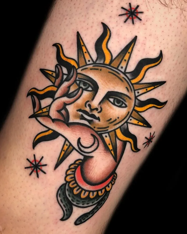 **Sun Embrace Harmony Tattoo**