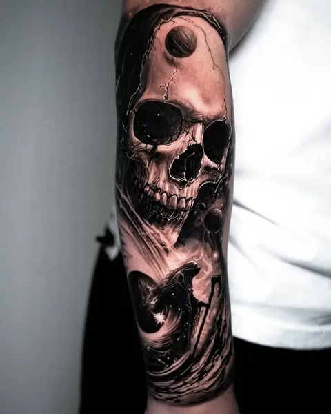 Astral Skull Arm Tattoo