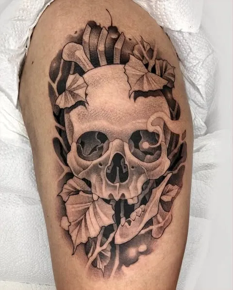 Bold Skull with Flowers