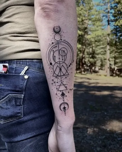 ### Celestial Geometric Harmony Tattoo