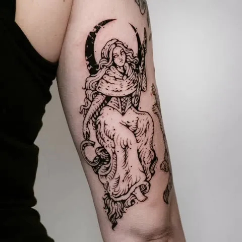 Celestial Moon Goddess Tattoo