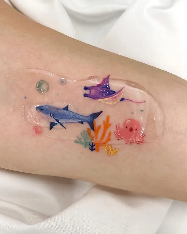 Colorful Ocean Scene Tattoo