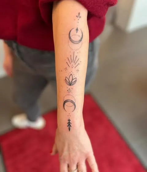 Crescent Moon Phases Tattoo