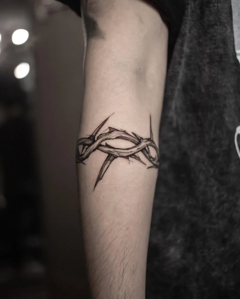 ### Delicate Thorn Crown Tattoo