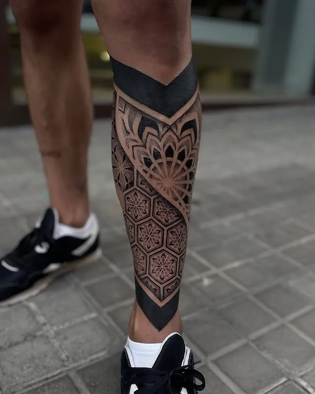 Elegant Hexagonal Mandala Tattoo