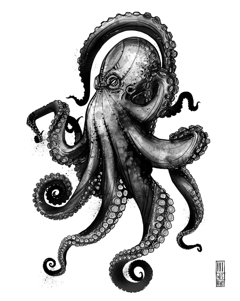 Elegant Inked Octopus