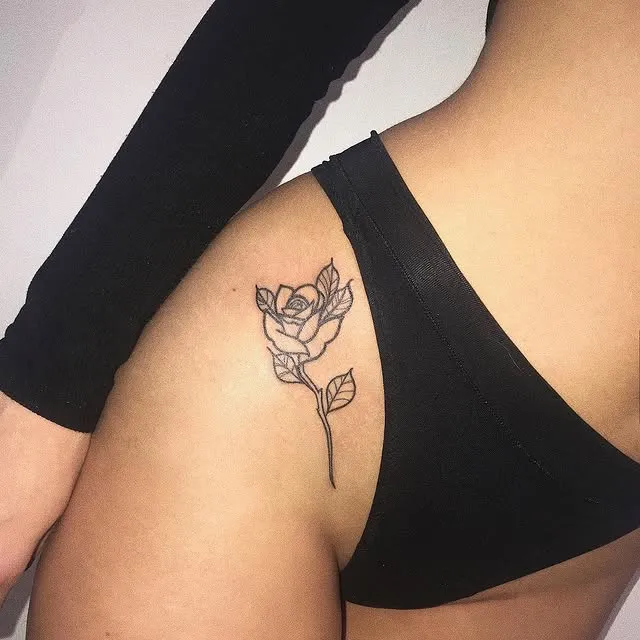 ### Elegant Side Rose Tattoo