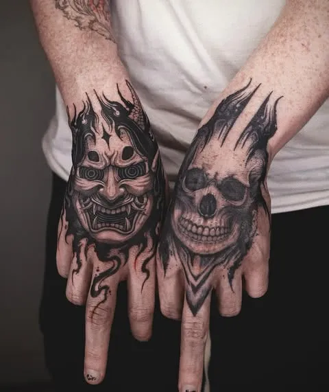 Flaming Skulls on Hands