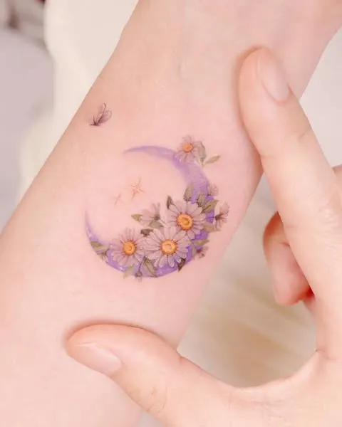 **Floral Moon Magic Tattoo**