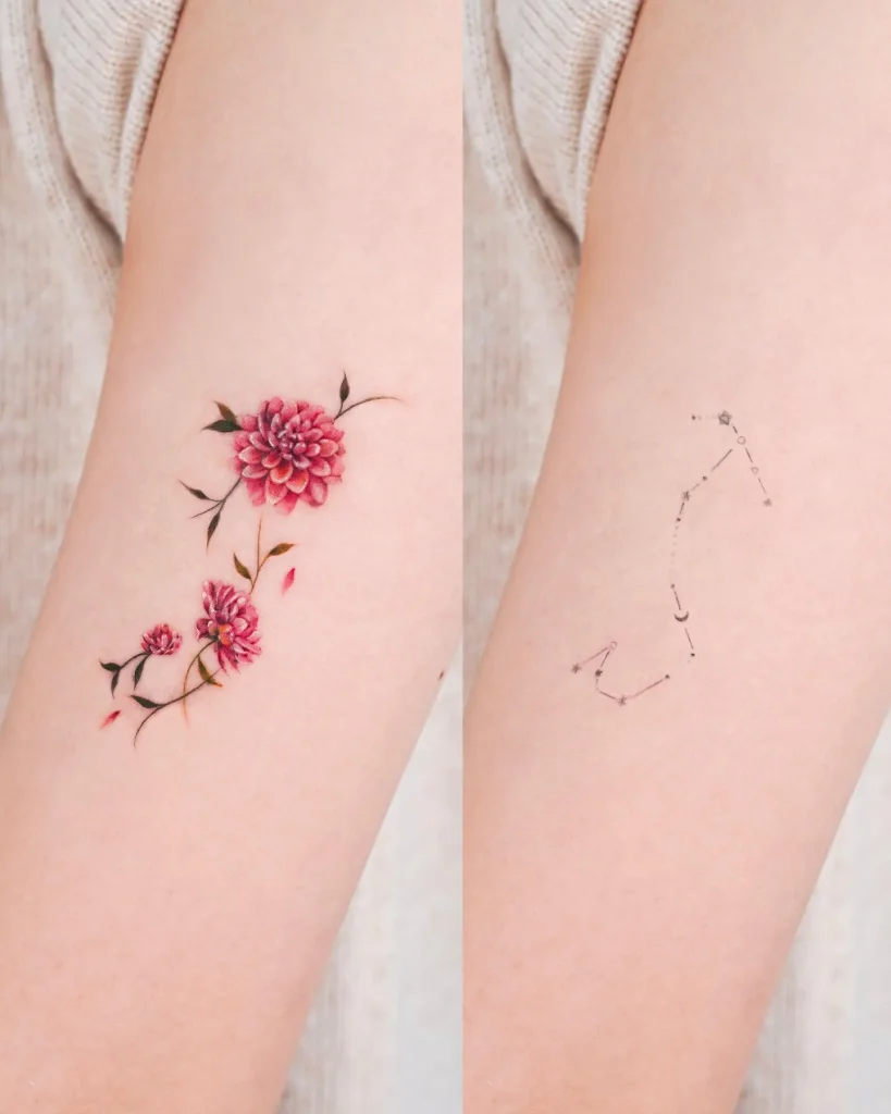 **Floral Orion's Belt Tattoo**