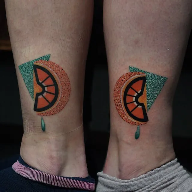 Geometric Citrus Slice Tattoo