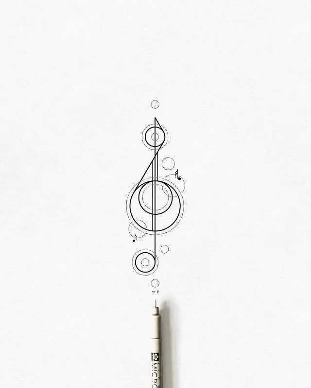 Geometric Treble Clef Tattoo