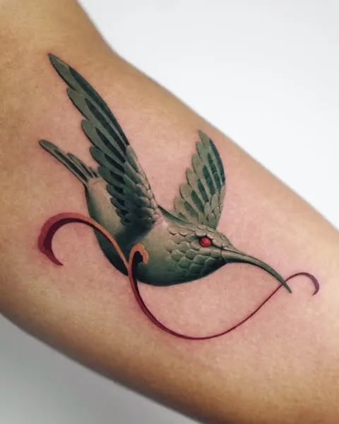 Hummingbird with Ribbon Tattoo