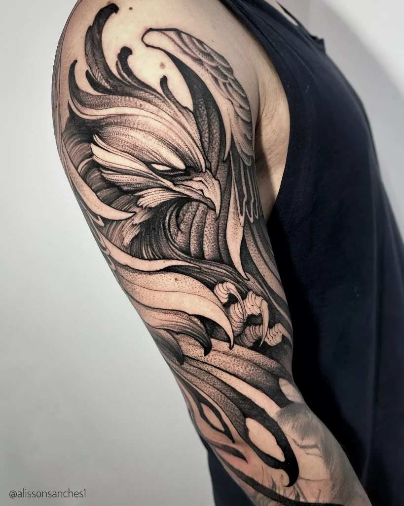 Majestic Winged Phoenix Tattoo