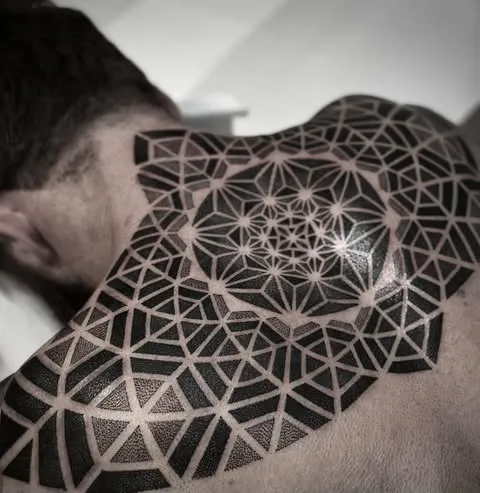 Mandala Back Shield Tattoo