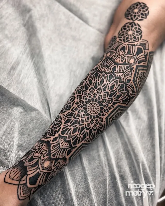 **Mandala Flower Sleeve Tattoo**