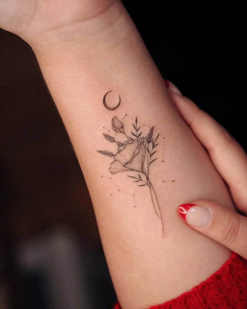 **Moonlit Blooms Tattoo**