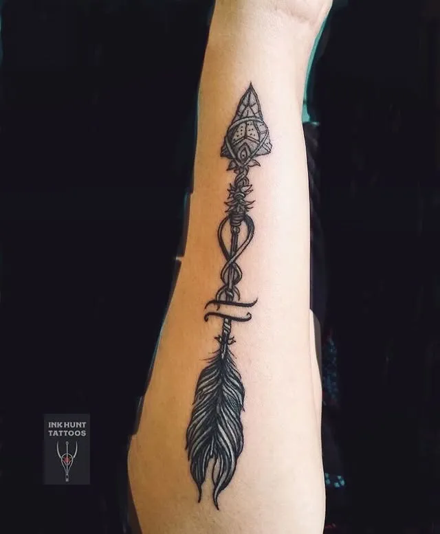 Mystical Floral Arrow Tattoo