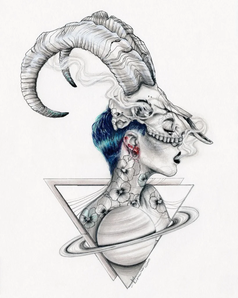 **Mystical Goat Skull Tattoo**